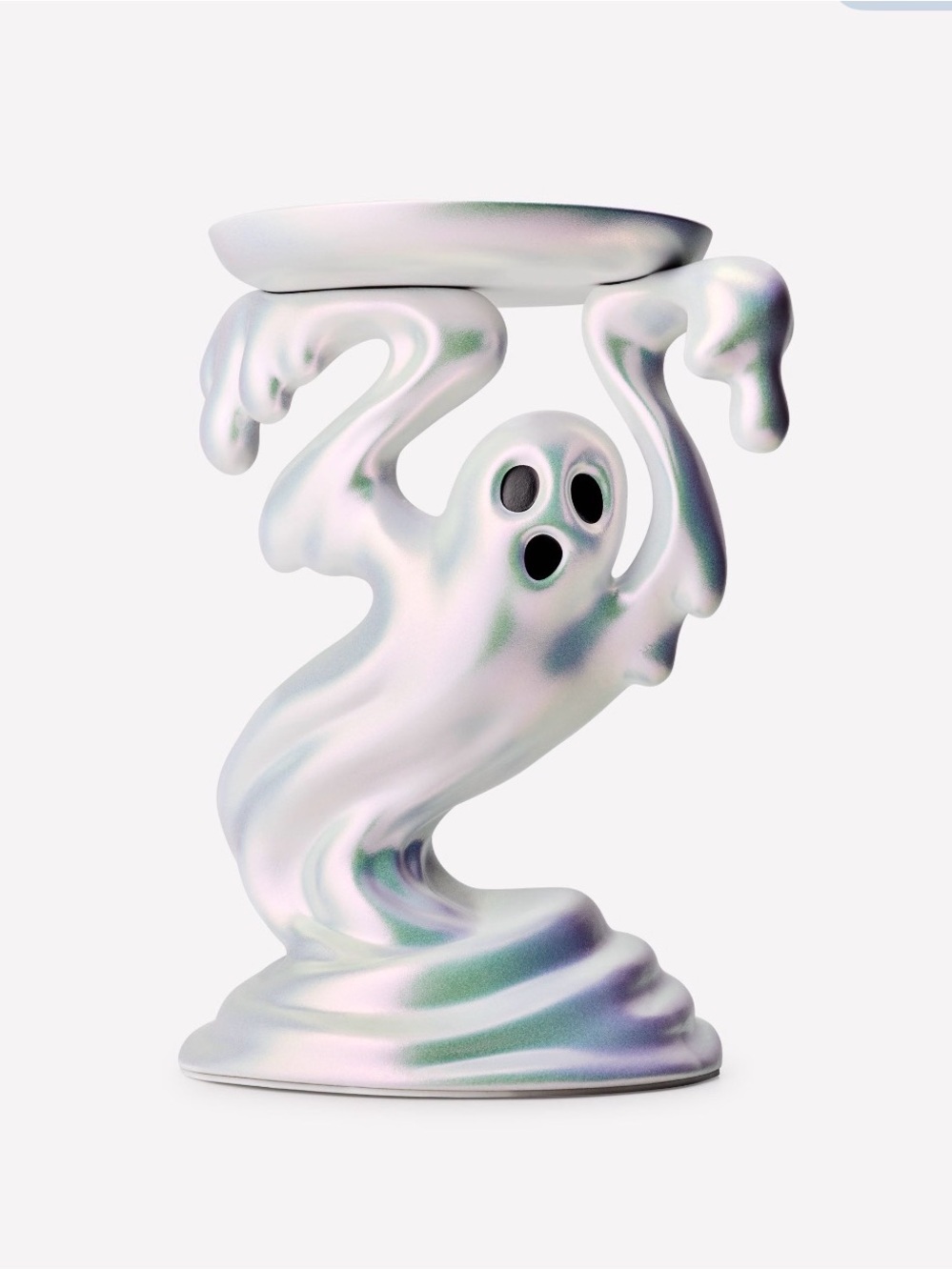 Iridescent Ghost Sculpture Candle Holder - White